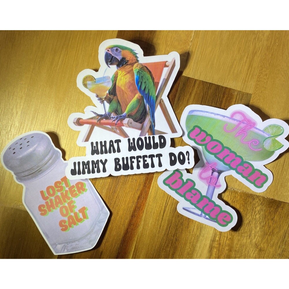 SET of 3!!  Margaritaville Stickers It's 5 o'clock Somewhere Sticker WATERPROOF!